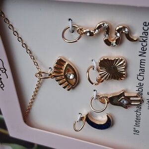 Evil eye Moon Snake  interchangeable charm necklace